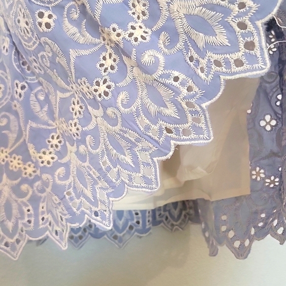 Lined Eyelet Top,  Dusty Blue - Picture 4 of 6